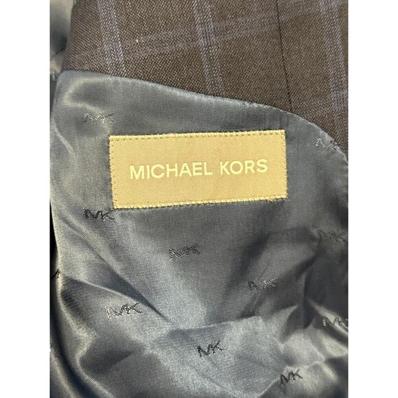 Michael Kors Blazer Men's 46R Sport Coat Gray Blue Plaid Check 2 Button Lined - Picture 6 of 6